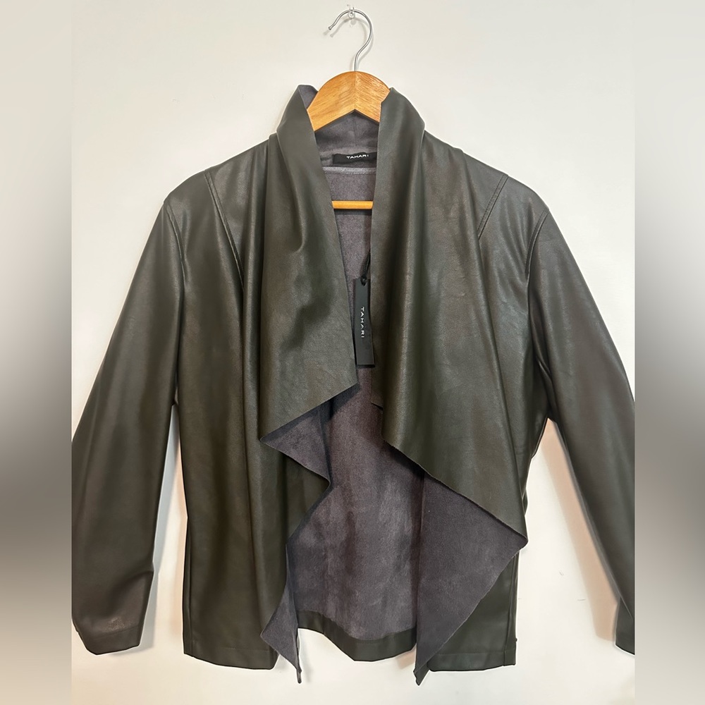 NWT Tahari Faux Leather Moto Jacket